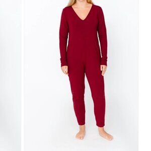 Smash + Tess Friday Romper Burgundy Long Sleeve Jumpsuit